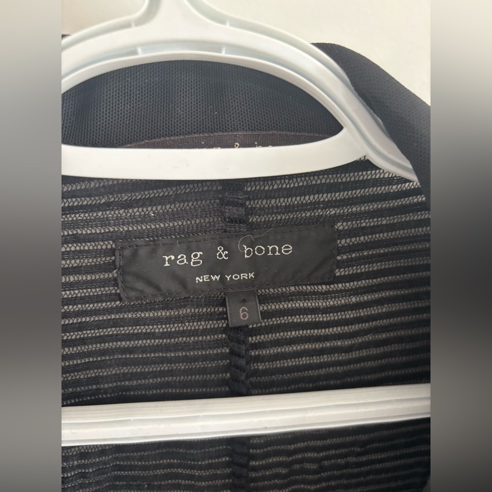 Rag & Bone Blazer Sheer Mesh Silk Blend Stripe Black stripe Lace Size 6​​ - Picture 5 of 10